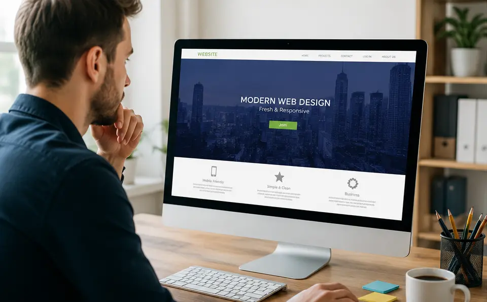 Man reviewing a website design