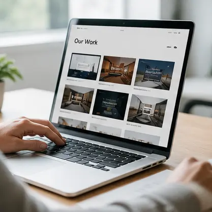 Business owner reviewing website analytics